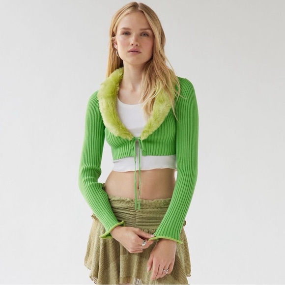 Urban Outfitters Izzy Cropped Cardigan Top - Picture 2 of 14
